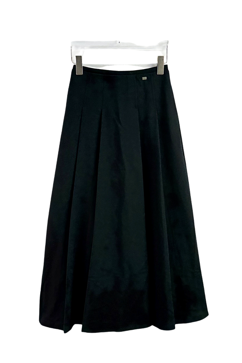 Max Simple Fitted Waist Pleated Skirt Black