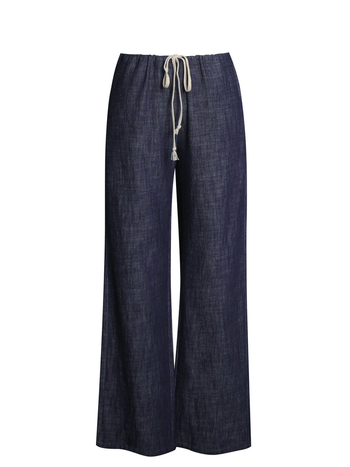 Raffaella Navy Cotton Denim Straight Leg Pants