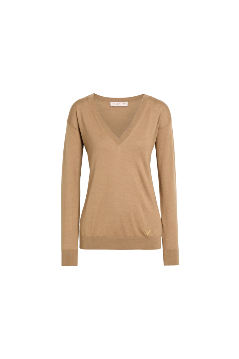 Valentino Garavani Cashmere And Silk-Blend Sweater Cammello 3B3KC48D830_954