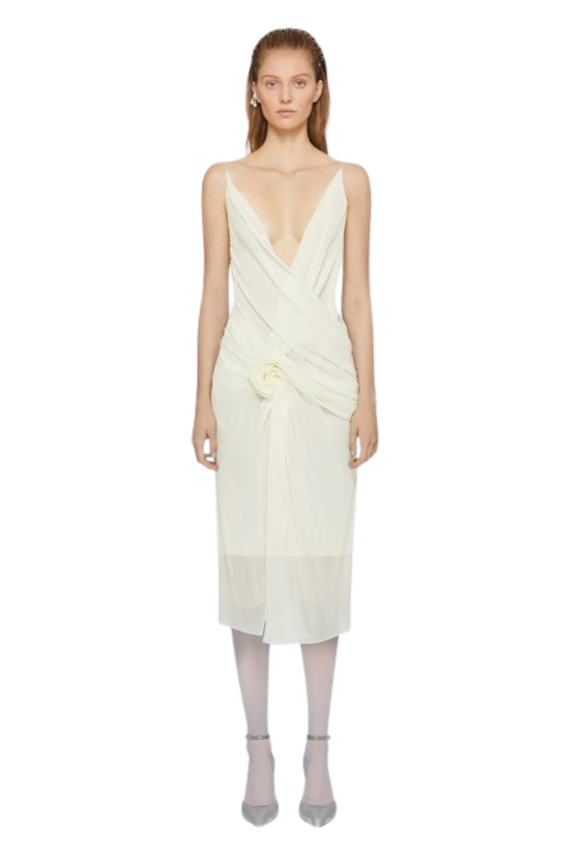 Givenchy Midi Drappe Dress-Butter