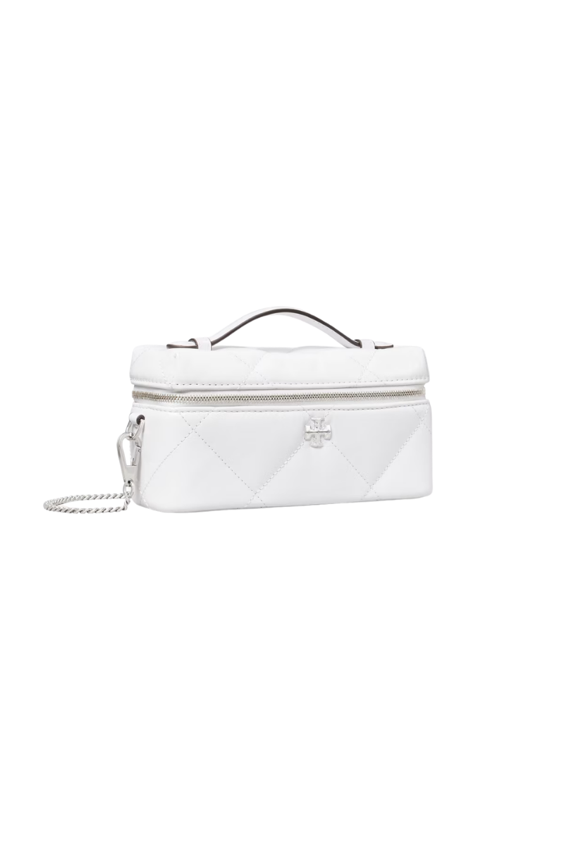 Tory Burch Kira Diamond Quilt Distressed East-West Vanity Case Cirrus Cloud 179018-100