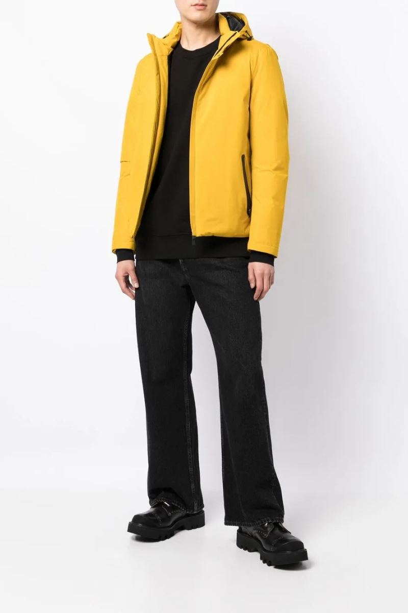 Herno Men's Padded Drawstring Hooded Jacket In Bright Yellow