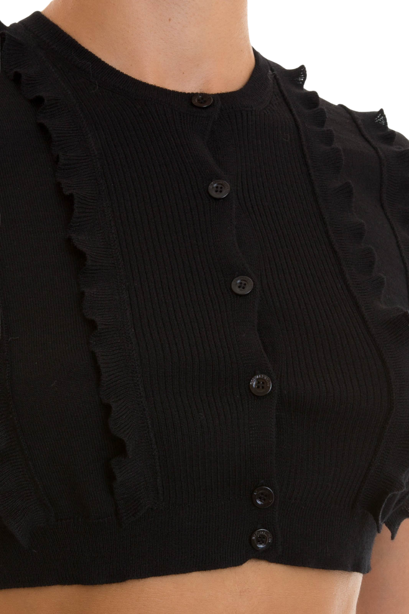 Valentino Wool Flounced Bolero Nero 3B3KC48H83P_0NO