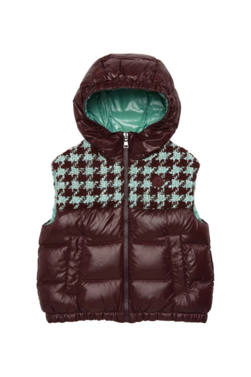 Moncler Kids RASAS GIUBBOTTO Mixed Media Down Vest Bordeaux