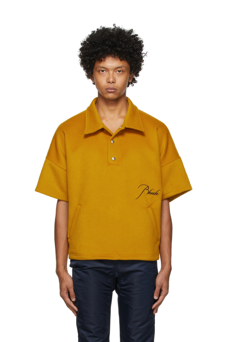 Rhude Yellow Wool & Nylon Polo