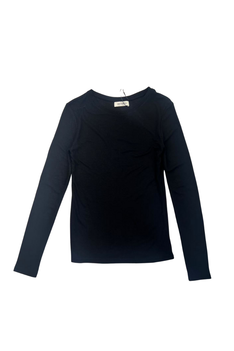 Max Simple Lyocell Wool Mock Neck Top_Ink