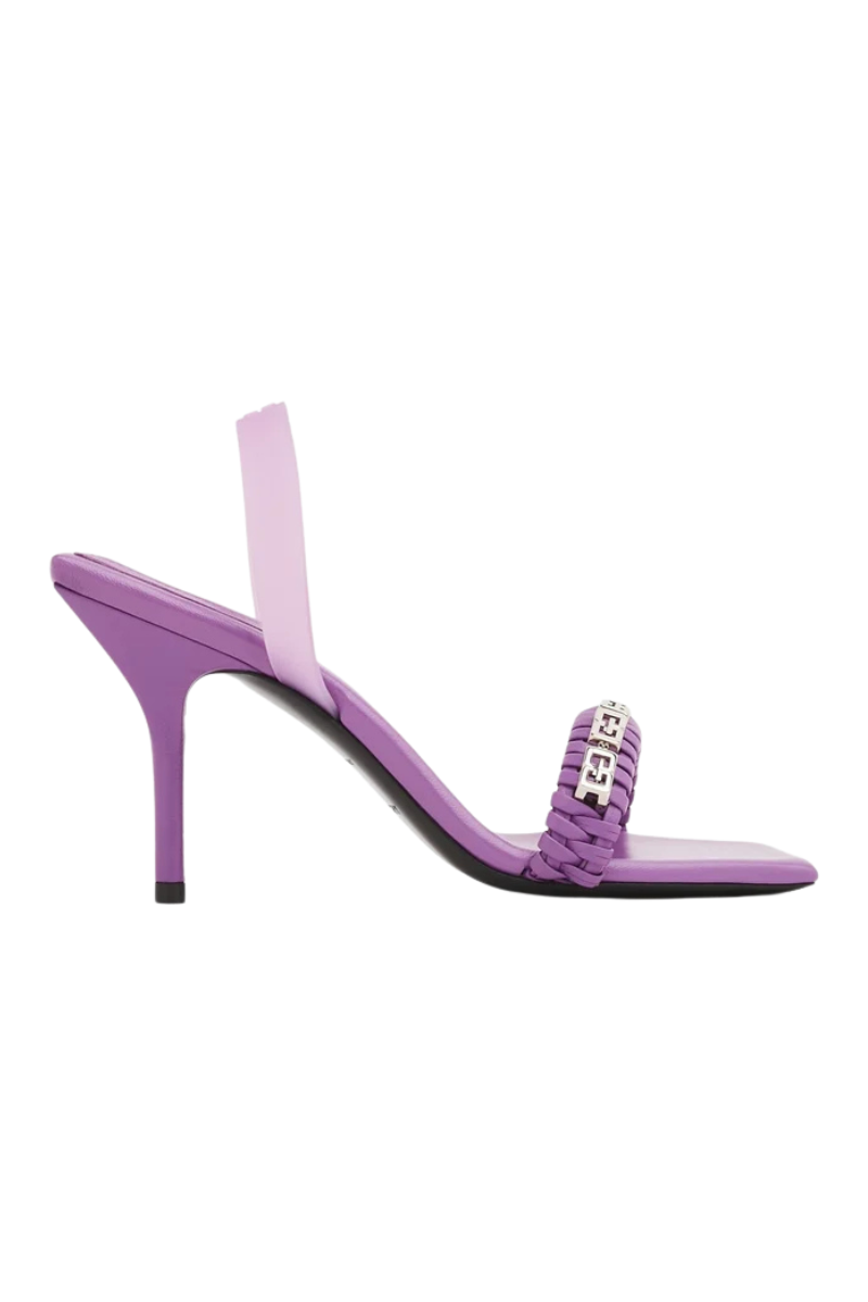 Givenchy G Woven Sandals - Purple Leather Women High Heels 90MM