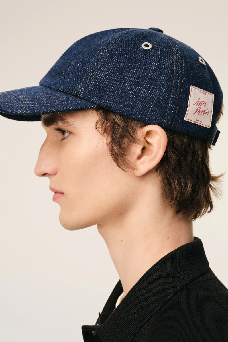 Ami Paris Side Patch Cap-Denim Blue