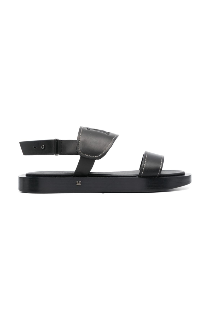 Max Mara Debossed-Logo Leather Sandals