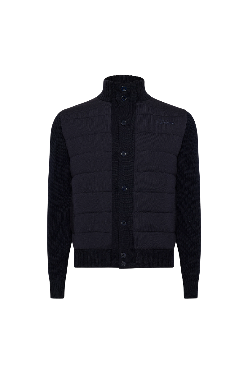 Frere Navy Padded Harrington Cashmere Sweater