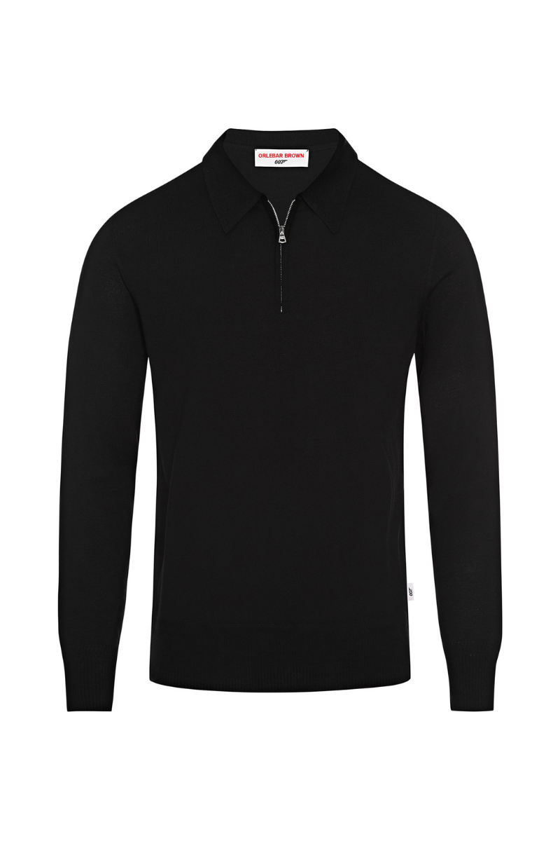 Orlebar Brown MOONRAKER KNITTED HALF ZIP-272085-BLACK