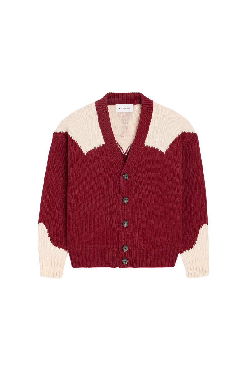 Ami Paris Moonlight De Coeur Cardigan-Red