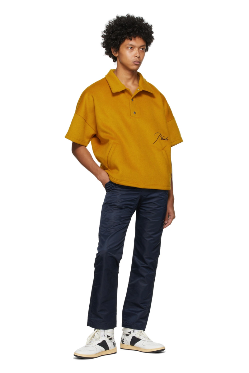 Rhude Yellow Wool & Nylon Polo