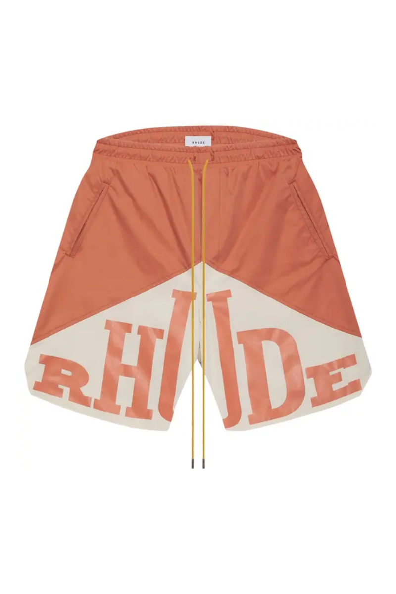 Rhude Logo-Print Shell Shorts - Orange