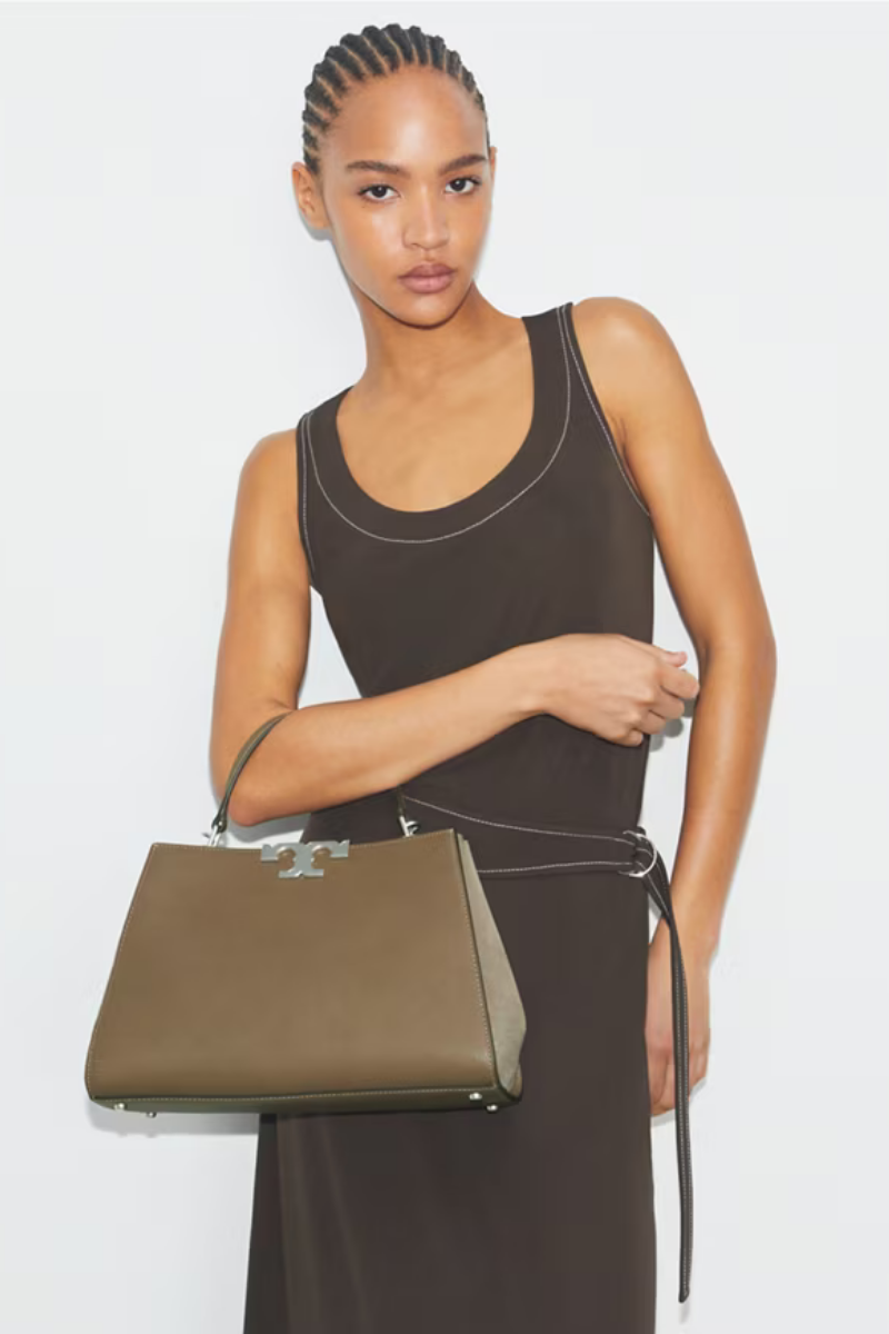 Tory Burch Eleanor Pebbled Satchel Wild Mushroom 153215-250