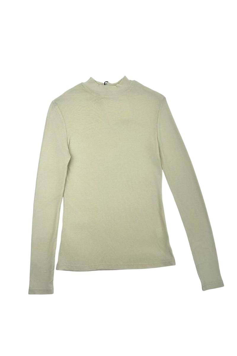 Max Simple Lyocell Wool Mock Neck Top_Light Green