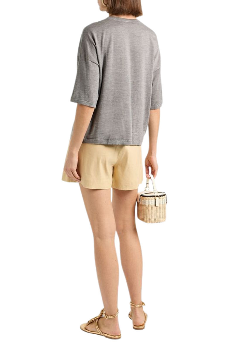 Valentino Garavani Embellished Cashmere And Silk-Blend T-Shirt Grigio Melange 3B3KC48S858_080