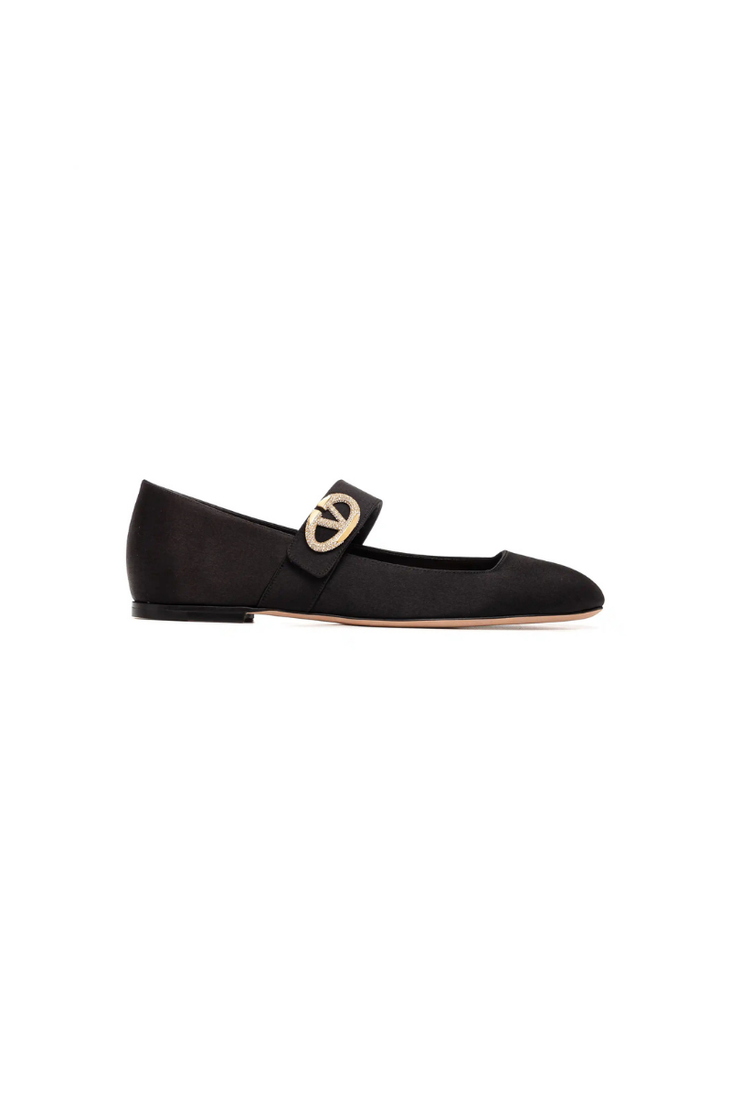 Valentino Garavani VLogo Locker Square-Toe Mary-Jane Ballerina In Black