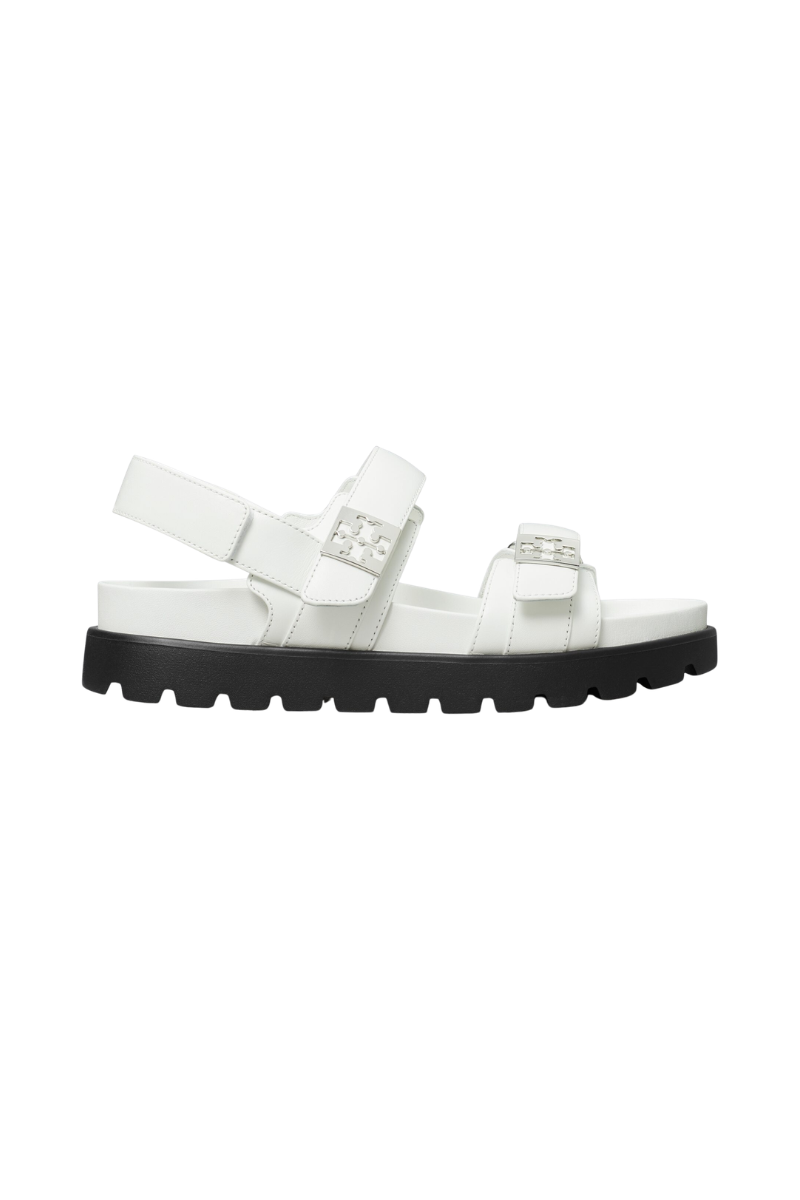 Tory Burch Mellow Sport Sandal Calf Leather Bianco Silver