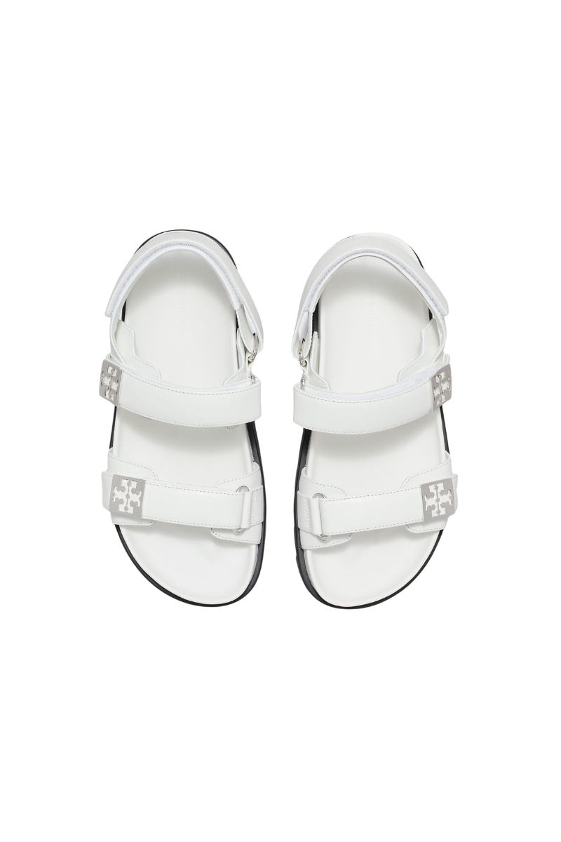 Tory Burch Mellow Sport Sandal Calf Leather Bianco Silver