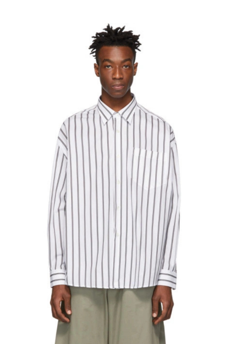 Ami Paris Alexandre Mattiussi White And Black Pinstripe Shirt-White