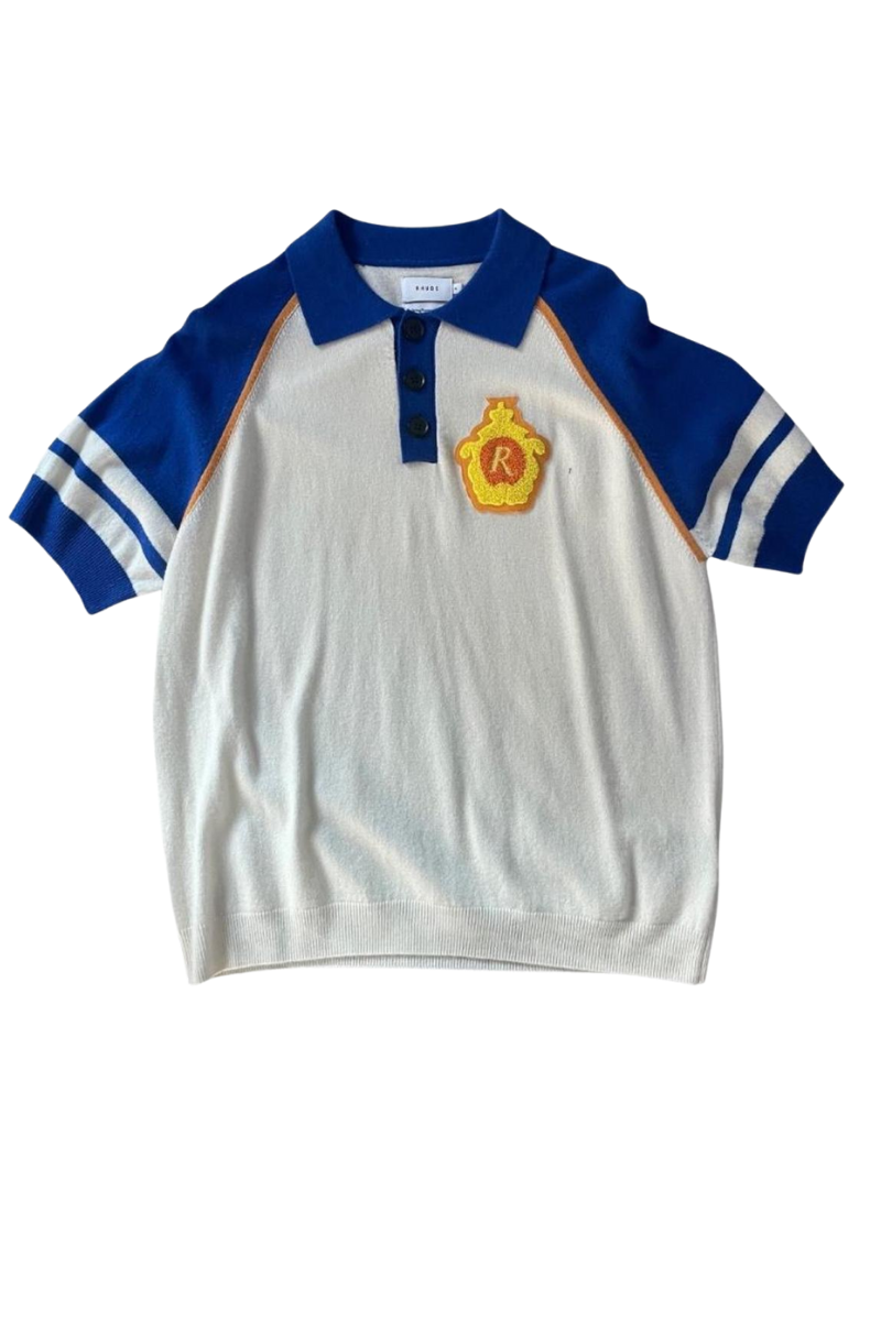 Rhude Off-White&Blue Classic Polo