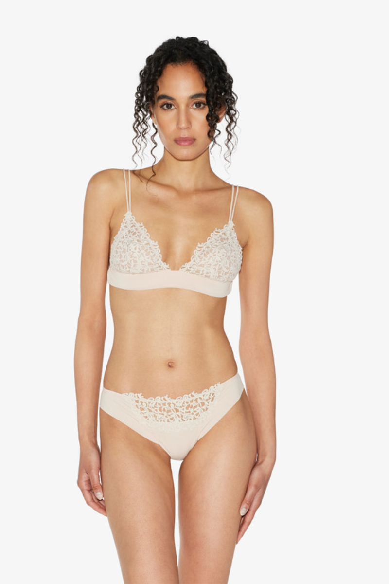 La Perla Rose Beige  Triangle Bra with Macramé