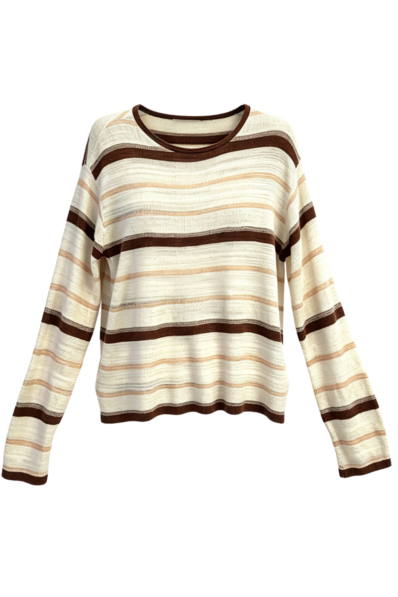 Max Simple Casual Stripe Pullover Neutral MSZM260697N
