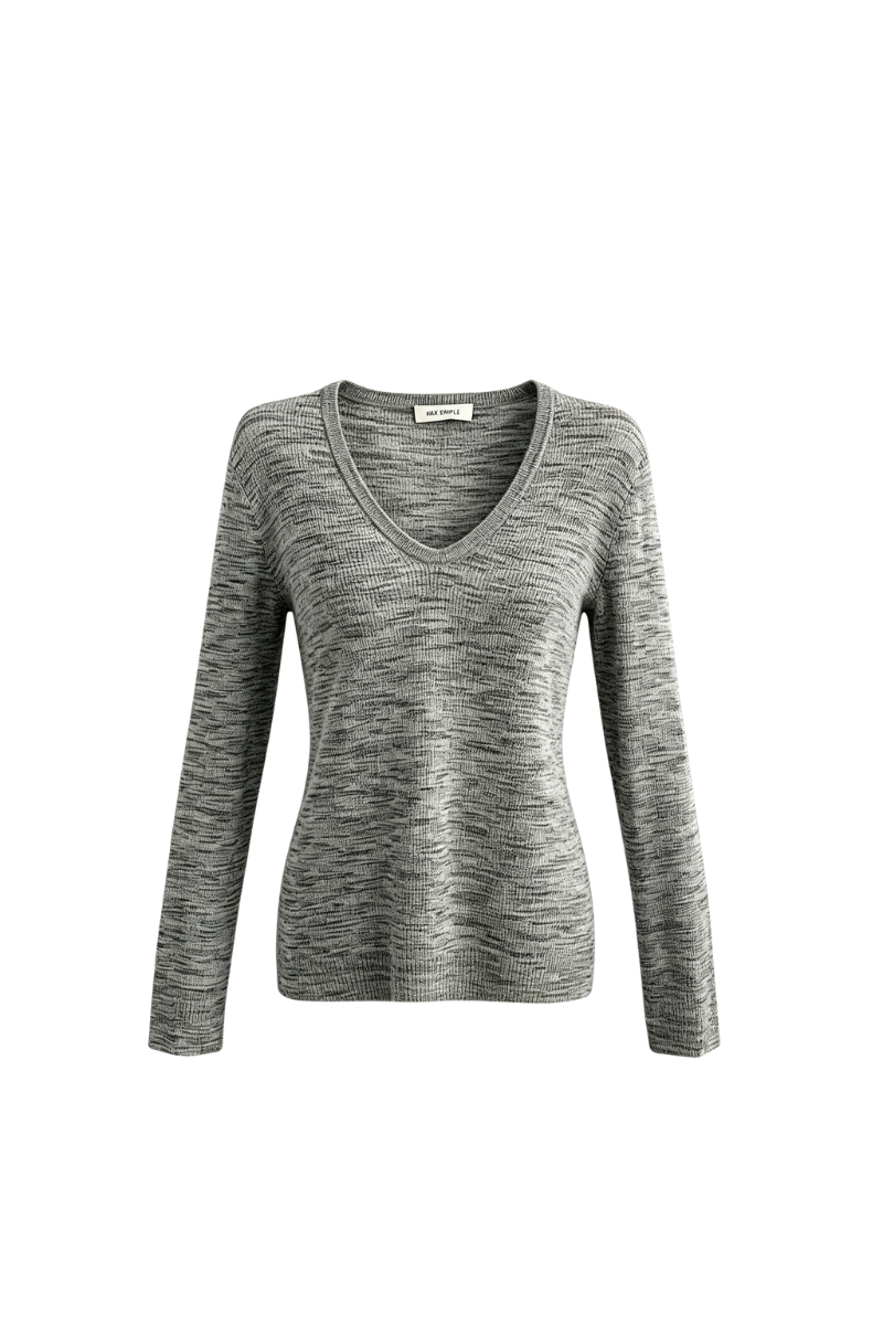 Max Simple V Neck Wool Sweater Melange Grey MSBC259761M