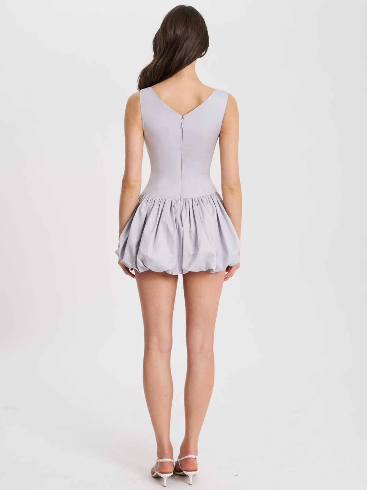 Zada Grey Pleated Breast Bubble Hem Mini Dress (Archive Sale)