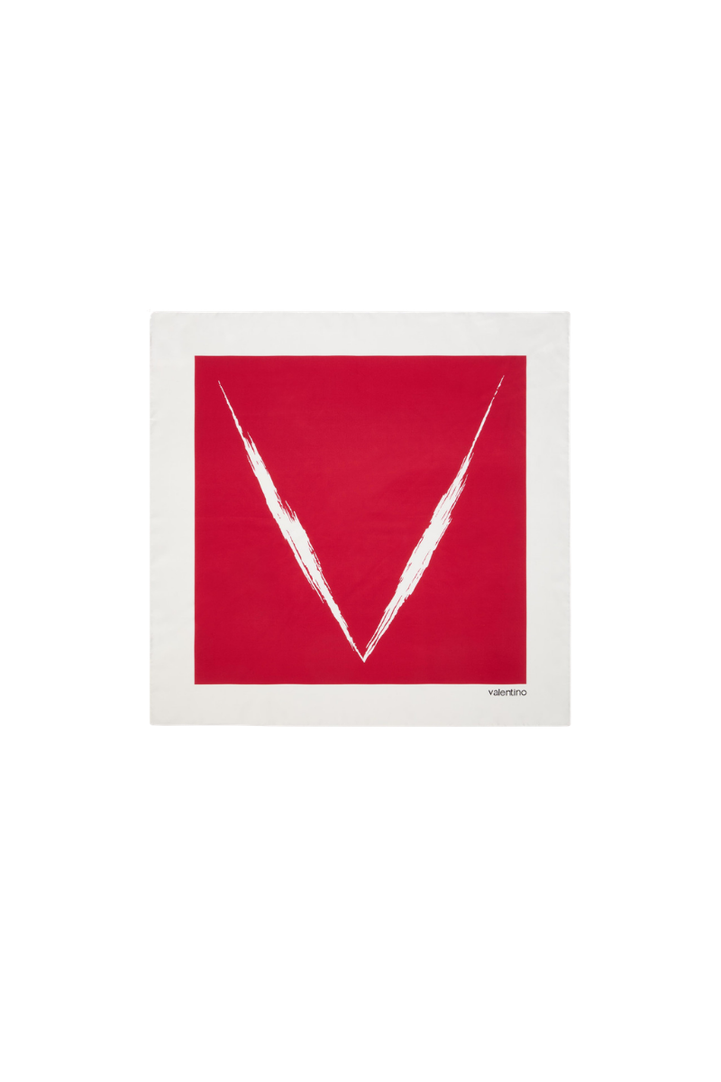 Valentino Garavani Logo-Print Silk Scarf In Red