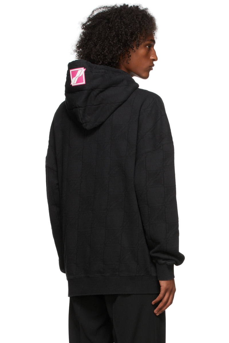 We11done Black Oversized Jacquard Zurry Hoodie