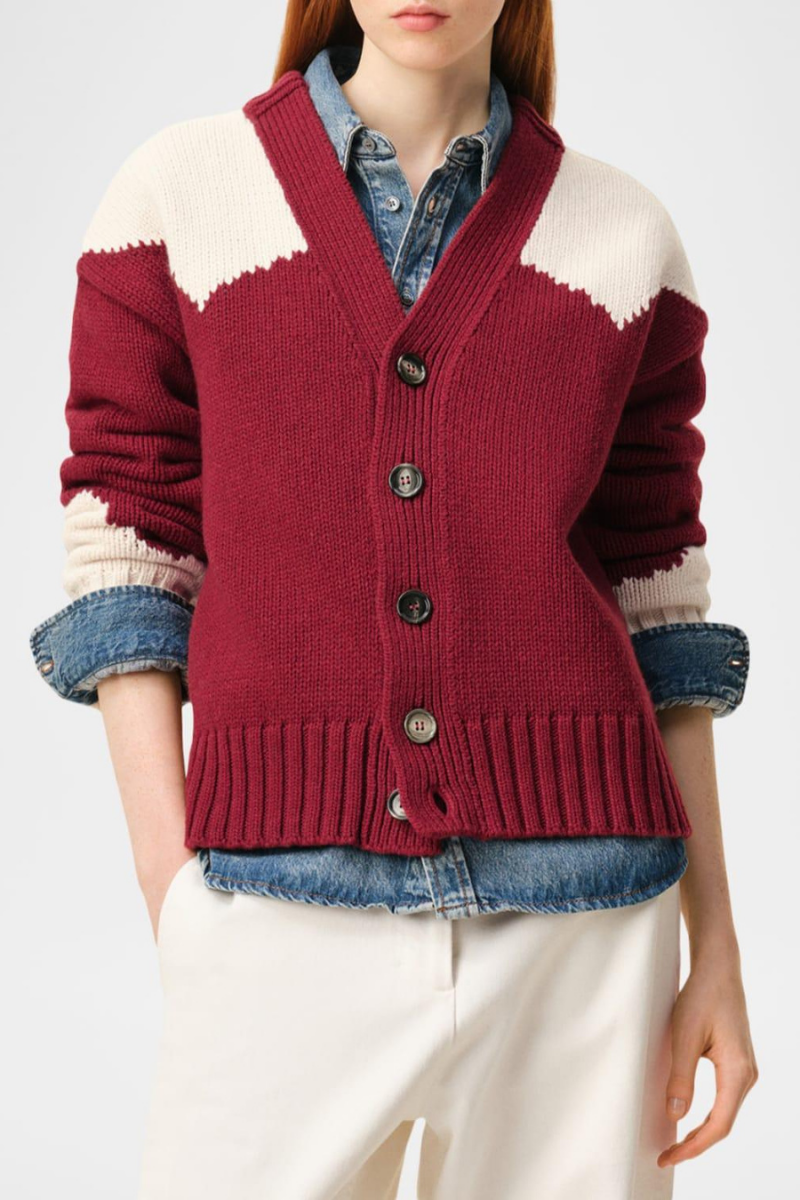Ami Paris Moonlight De Coeur Cardigan-Red