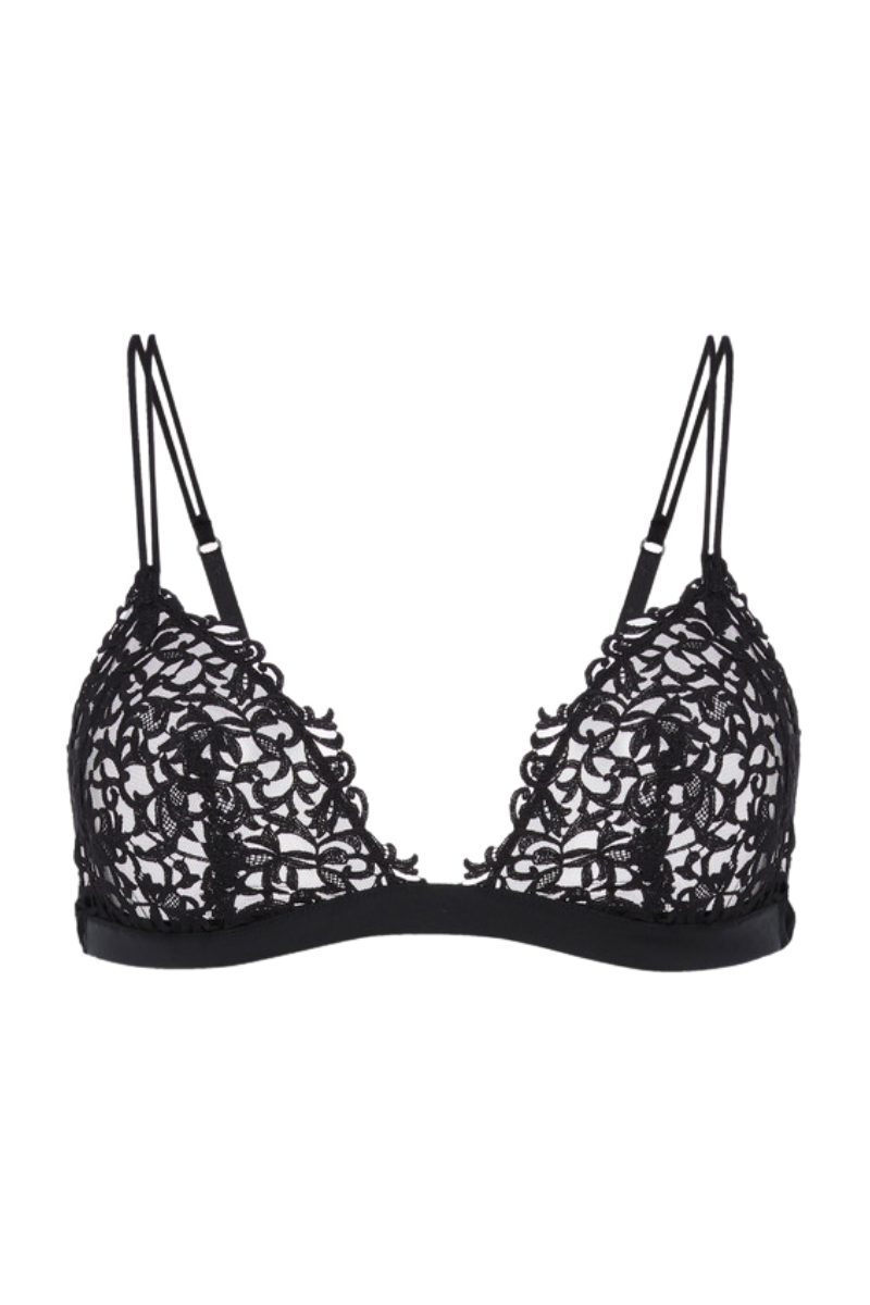 La Perla Black Triangle Bra with Macramé 38B