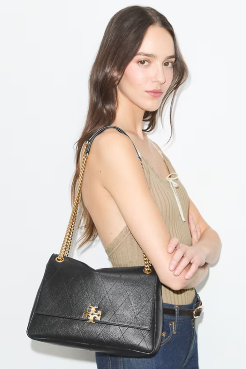 Tory Burch Charlie Quilted Small Shoulder Bag Black 185829-001