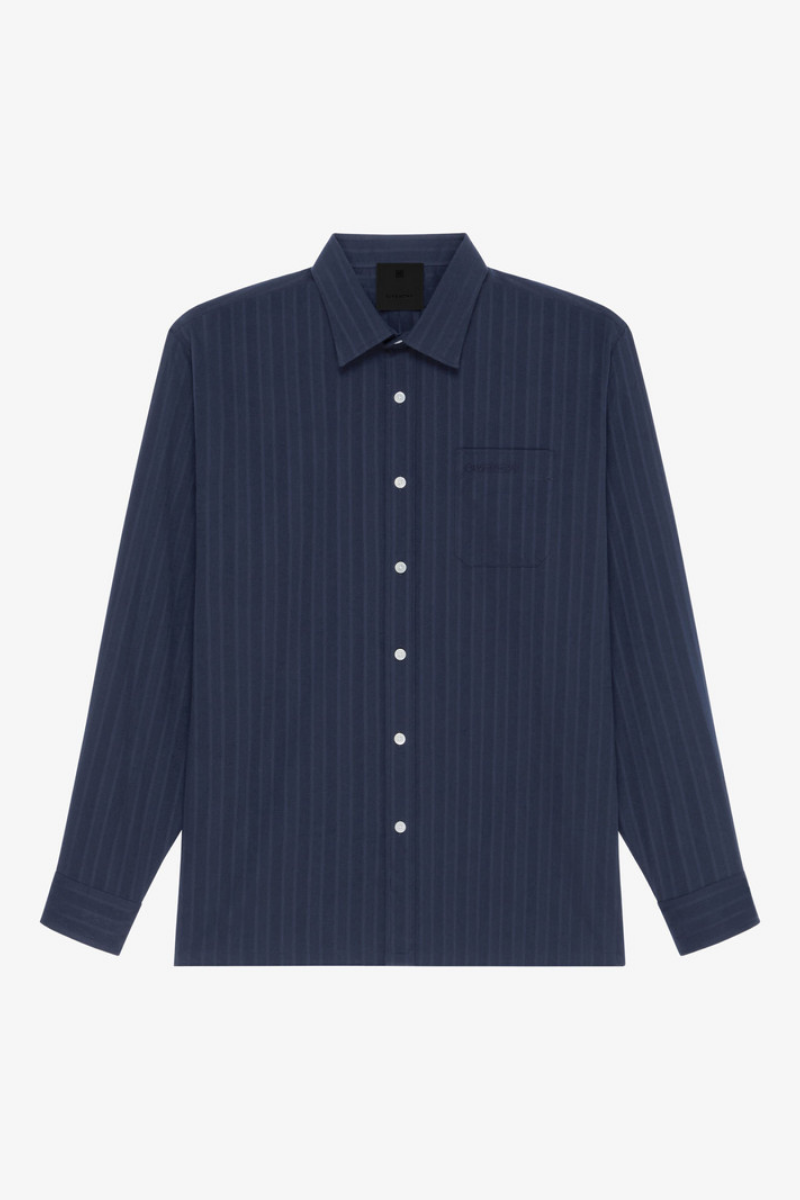 Givenchy - Shirt In Cotton Voile With Stripes - Cotton - Men