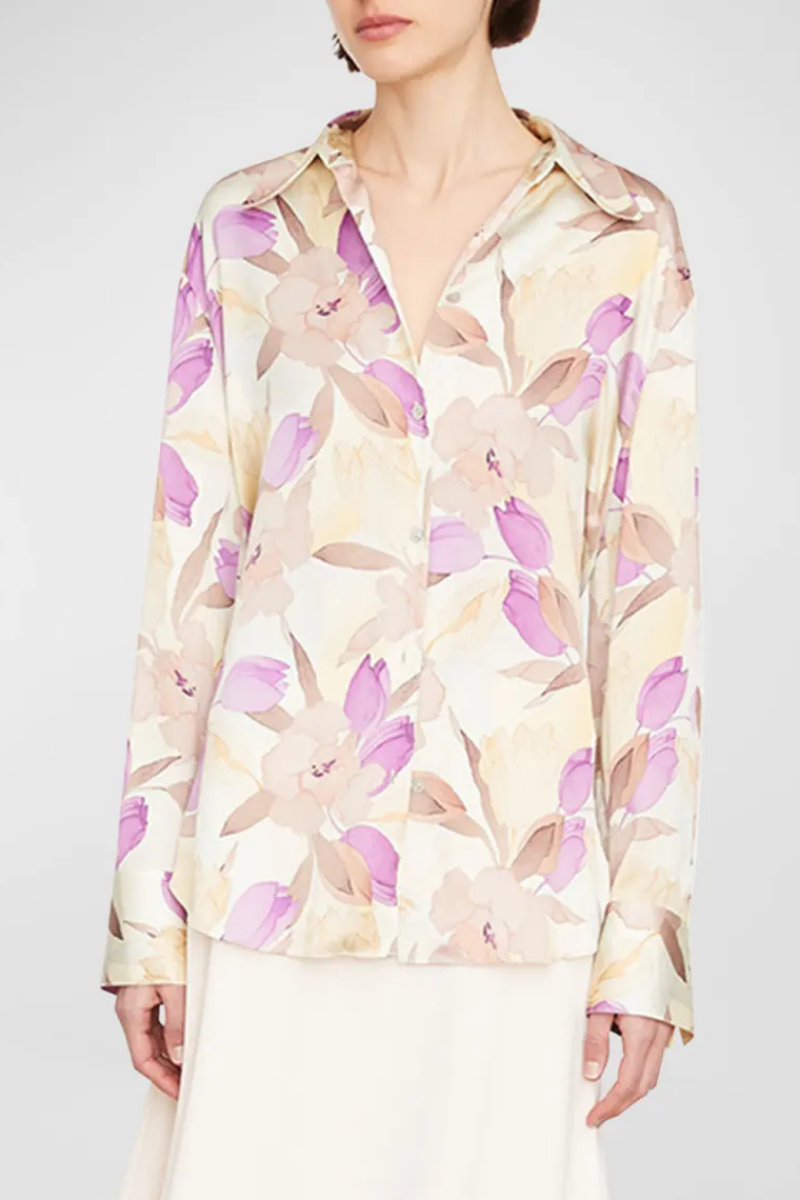 Vince Women's Floral Print Silk Shirt