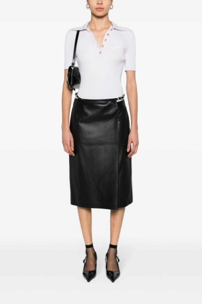 Givenchy Midi Voyou Leather Skirt-Black