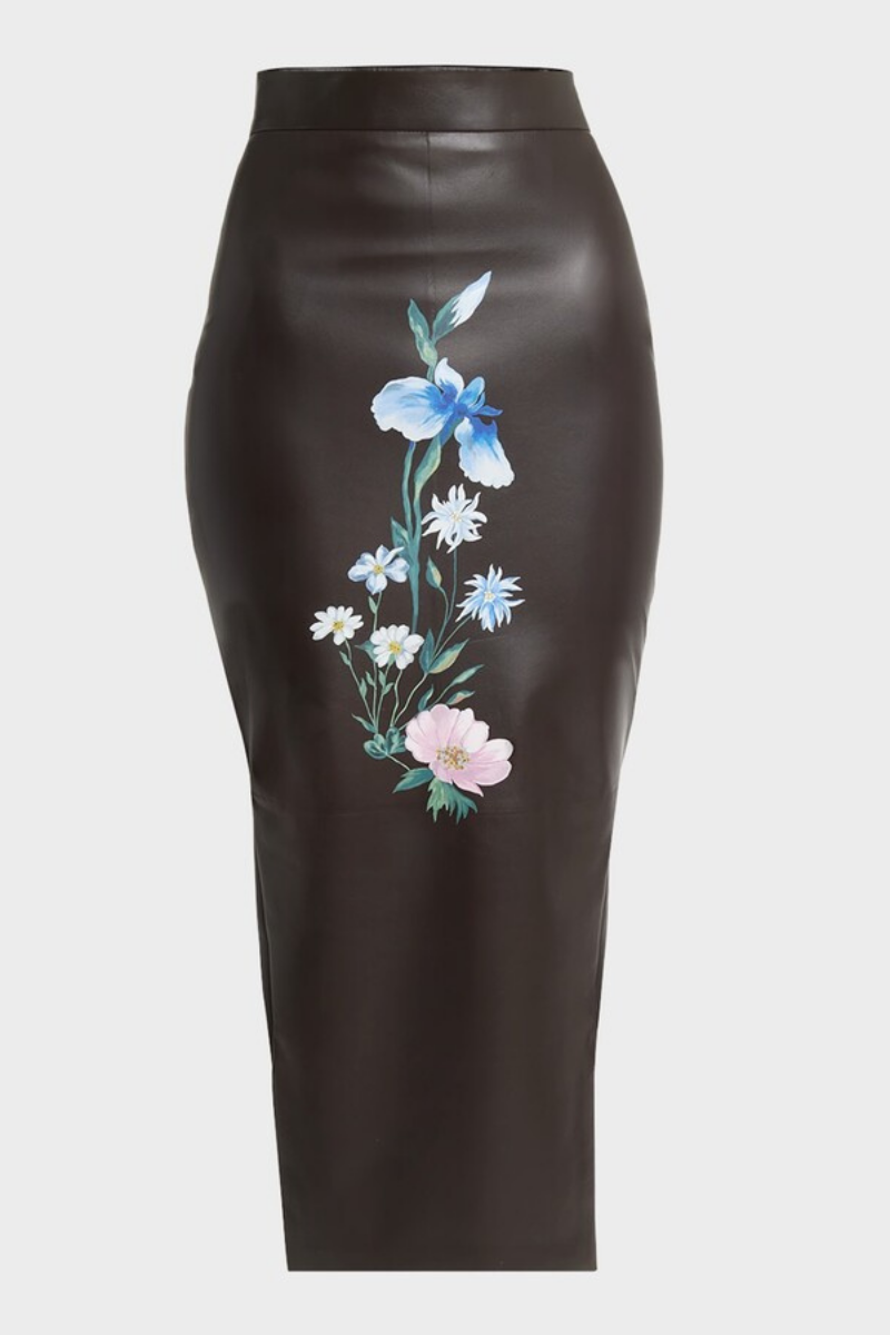 Givenchy Cut Out Skirt-Dark Brown