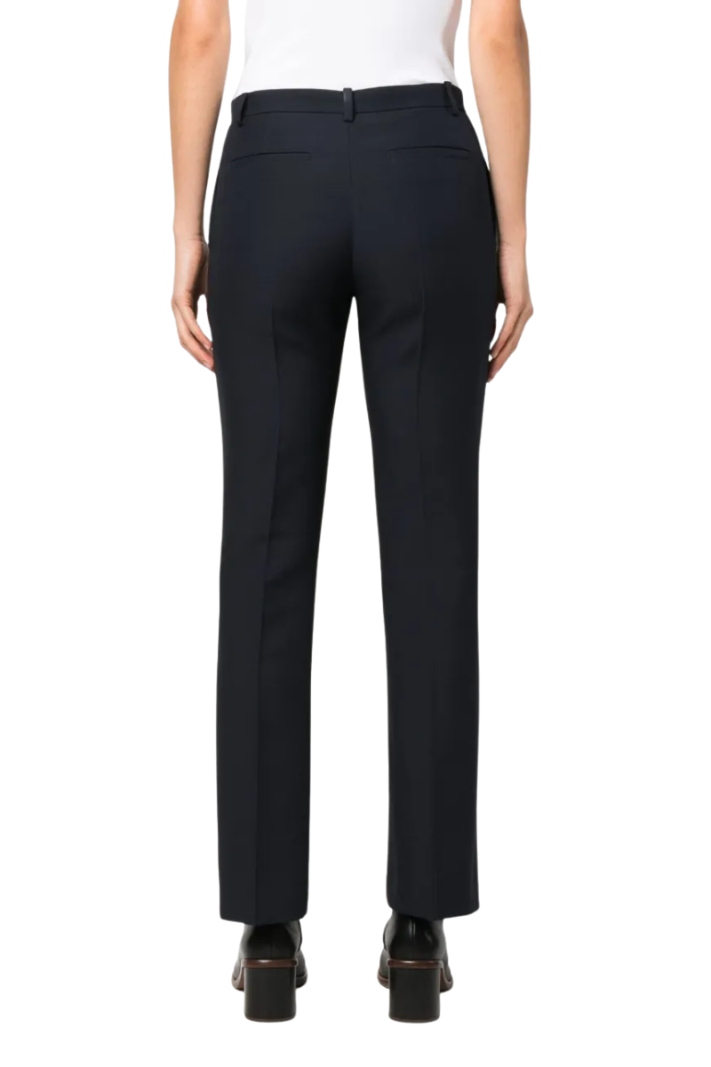 Valentino Wool-Silk Blend Tailored Trousers Navy 3B3RB5G51CF_598
