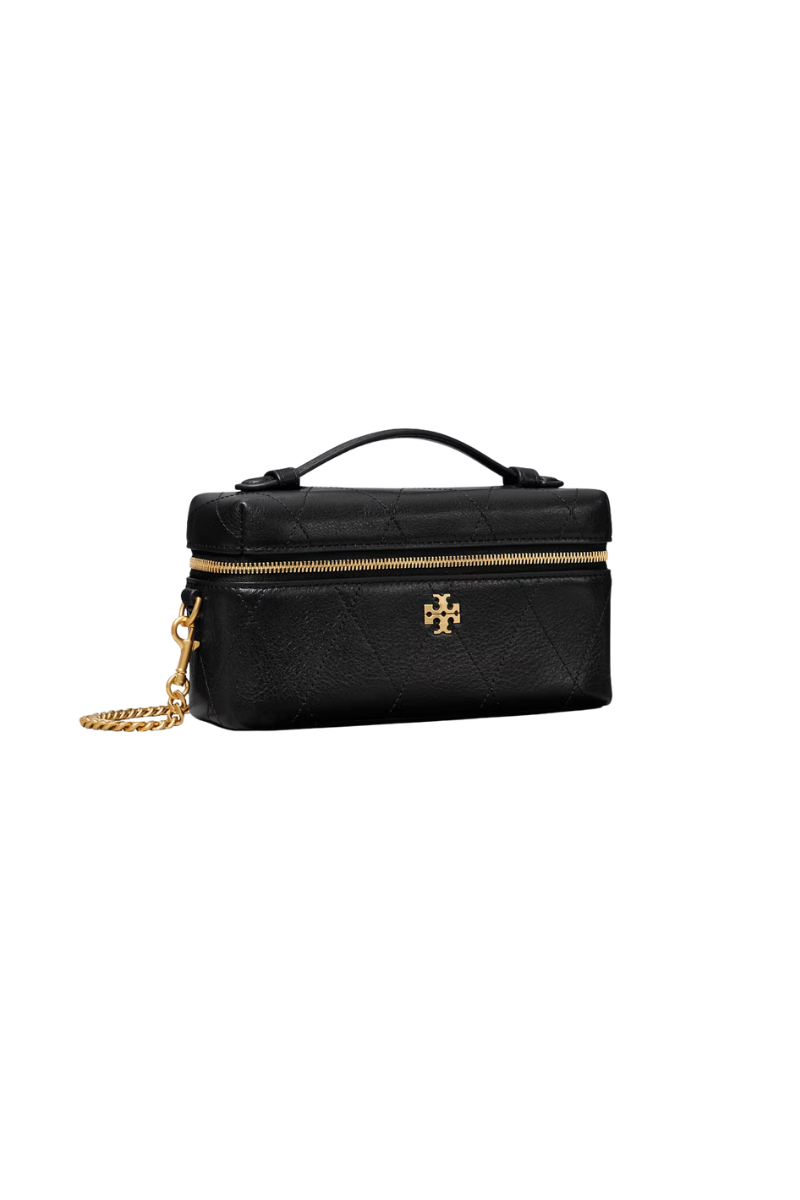 Tory Burch Charlie Quilted East-West Vanity Case Black 186036-001
