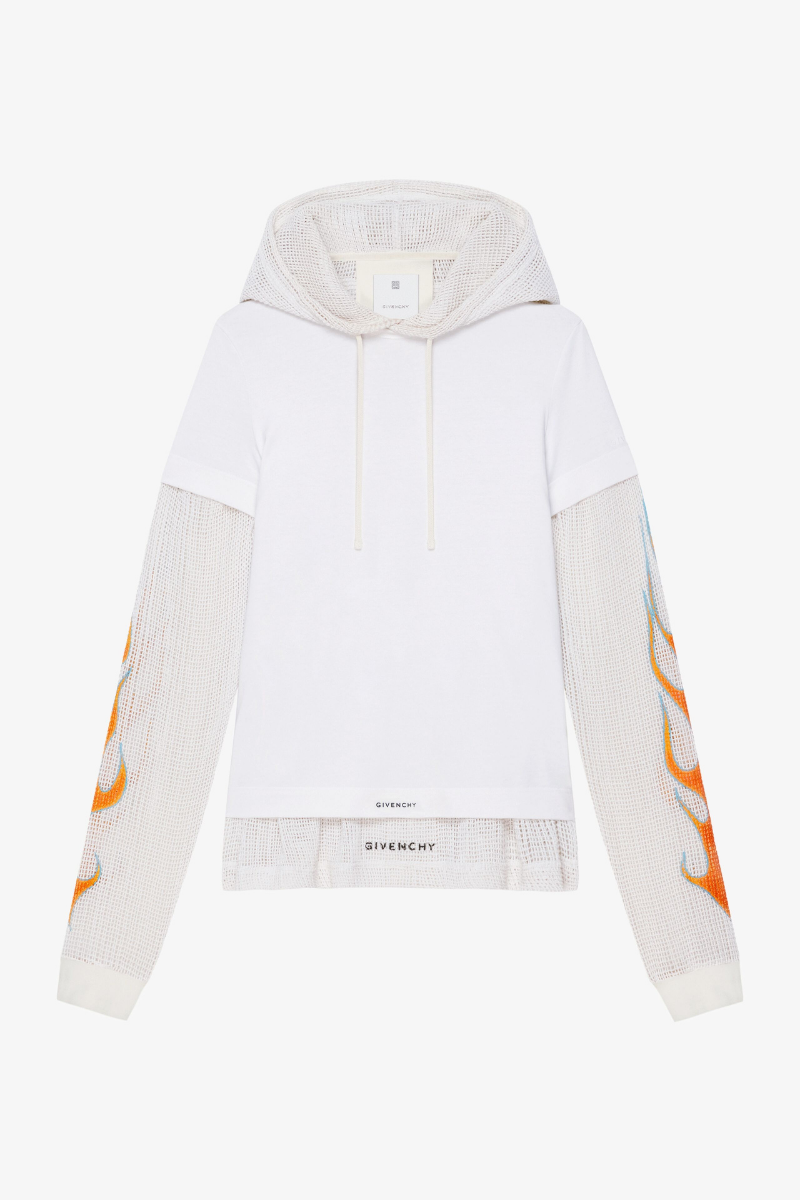 Givenchy Jersey & Mesh Hoodie All-In-One Look8/18_White