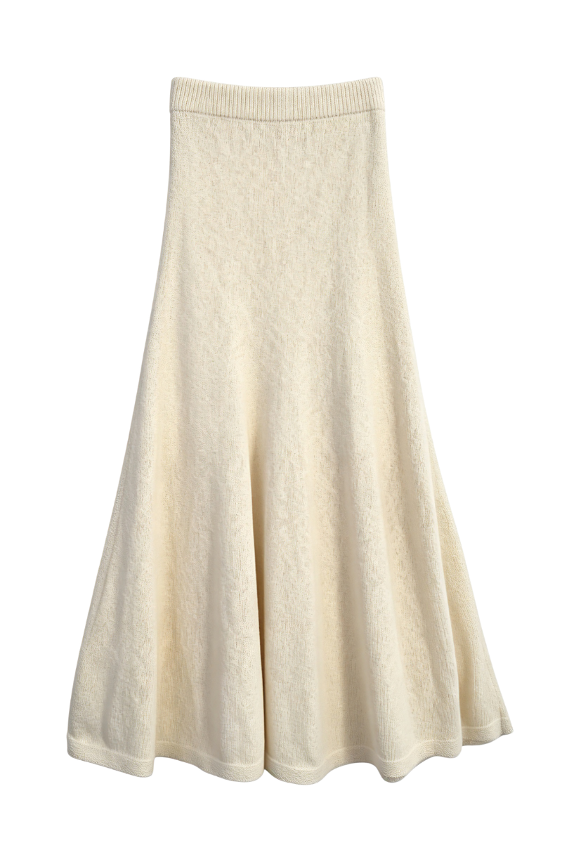 Max Simple A-Line Cotton Skirt Vanilla MSYY266274V