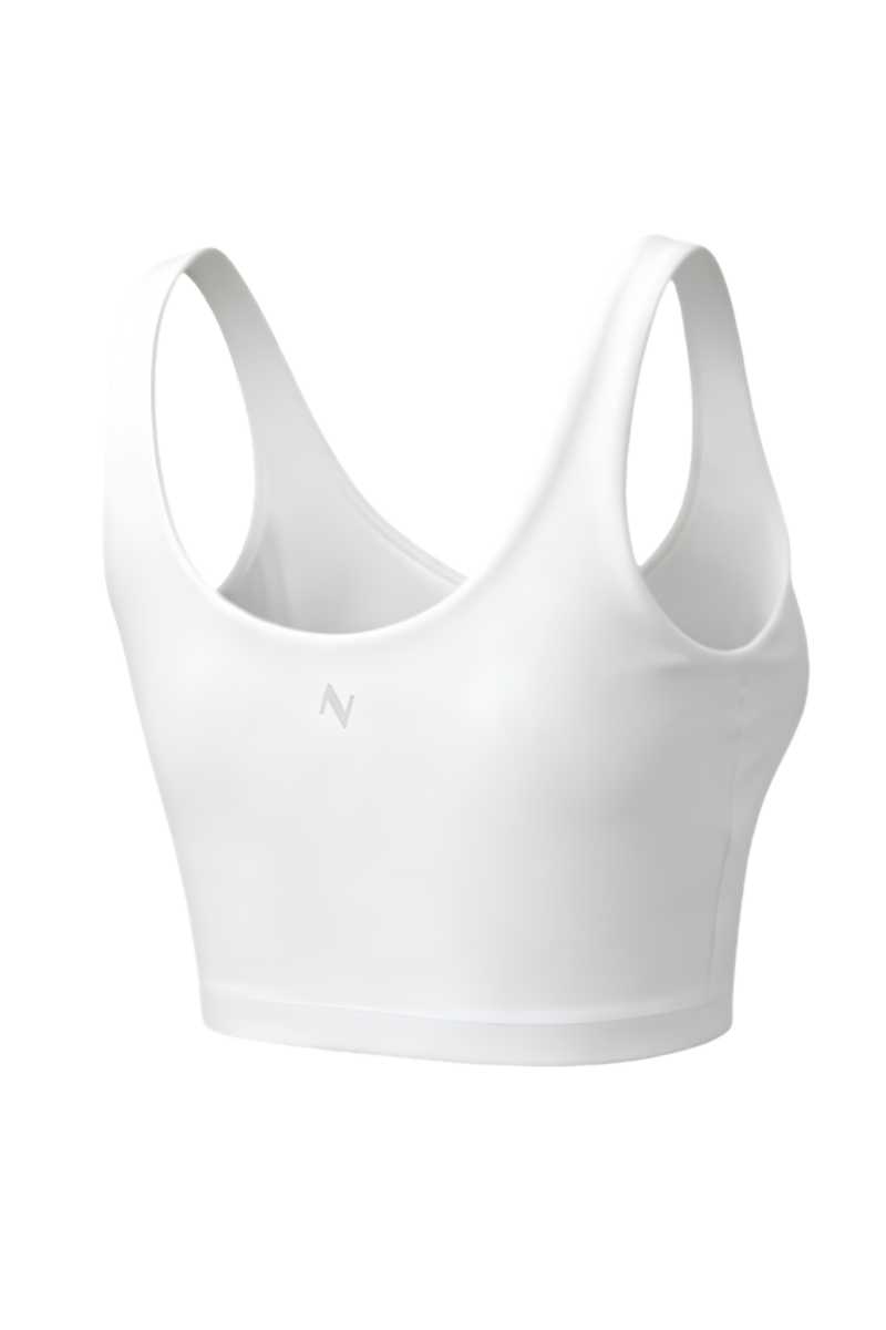 Bandier V-Neck Tempo Crop Bra White AA202183