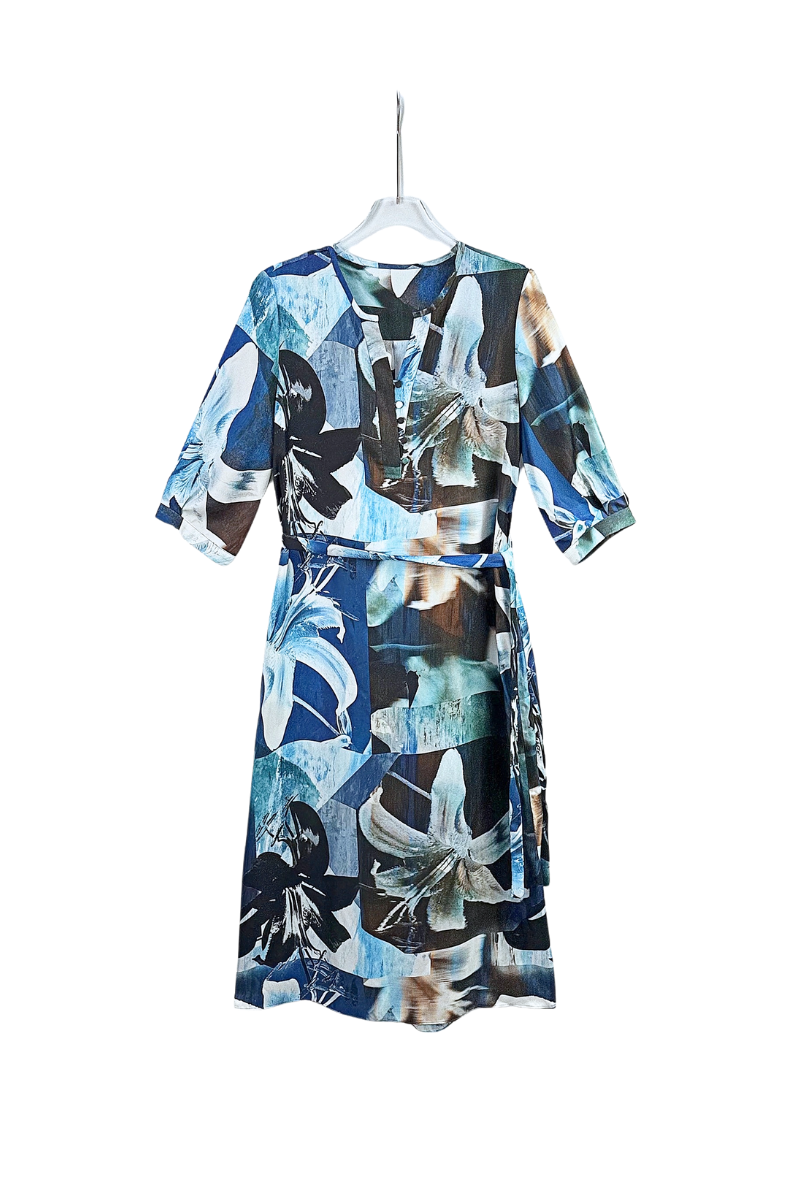 Max Simple Floral-Print Silk Dress Floral Print