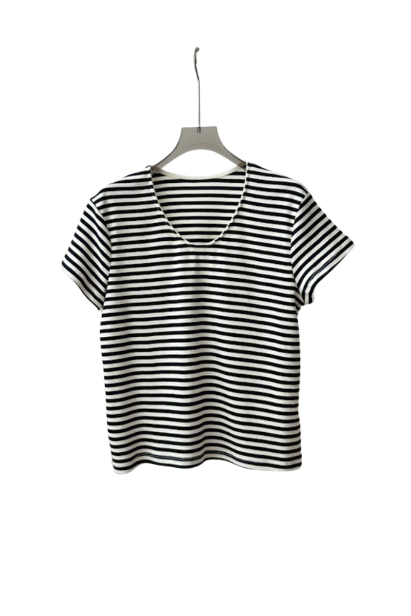 Max Simple Striped Top Black