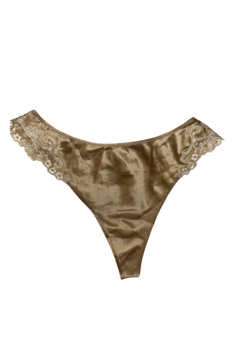 La Perla Champagne Silk Medium Briefs with Frastaglio