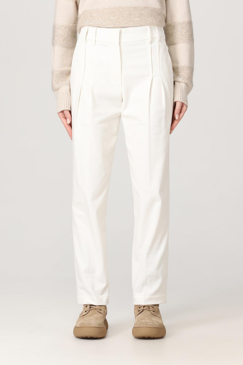 Brunello Cucinelli Women‘s Cotton Casual Trousers (MA126P8423/MP126P8423)