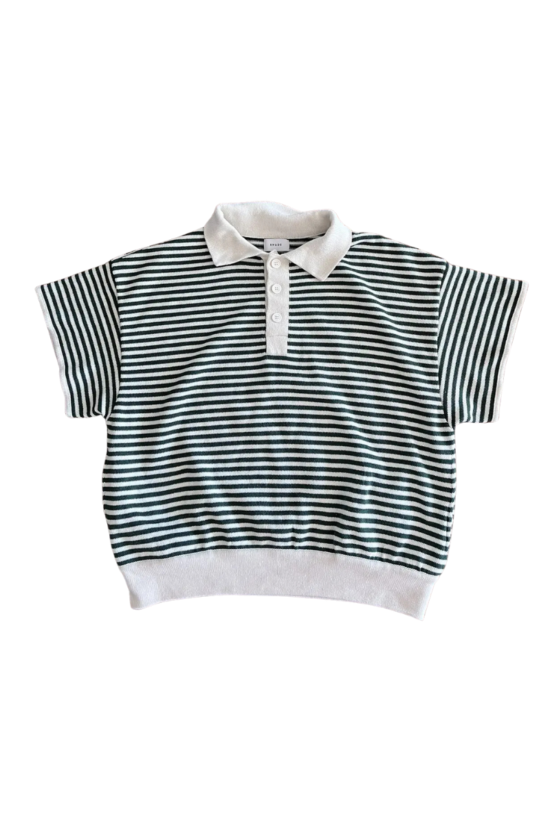 Rhude Black & White Striped Short-Sleeve Polo