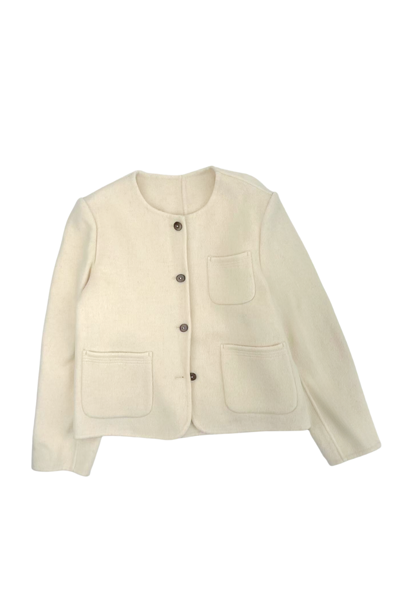 Max Simple 3 Pocket Wool Short Jacket_Black/White